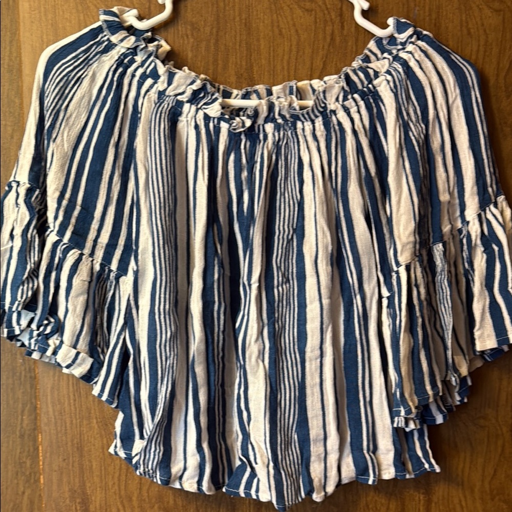 Blue and White Striped Women's Top - Derek Heart